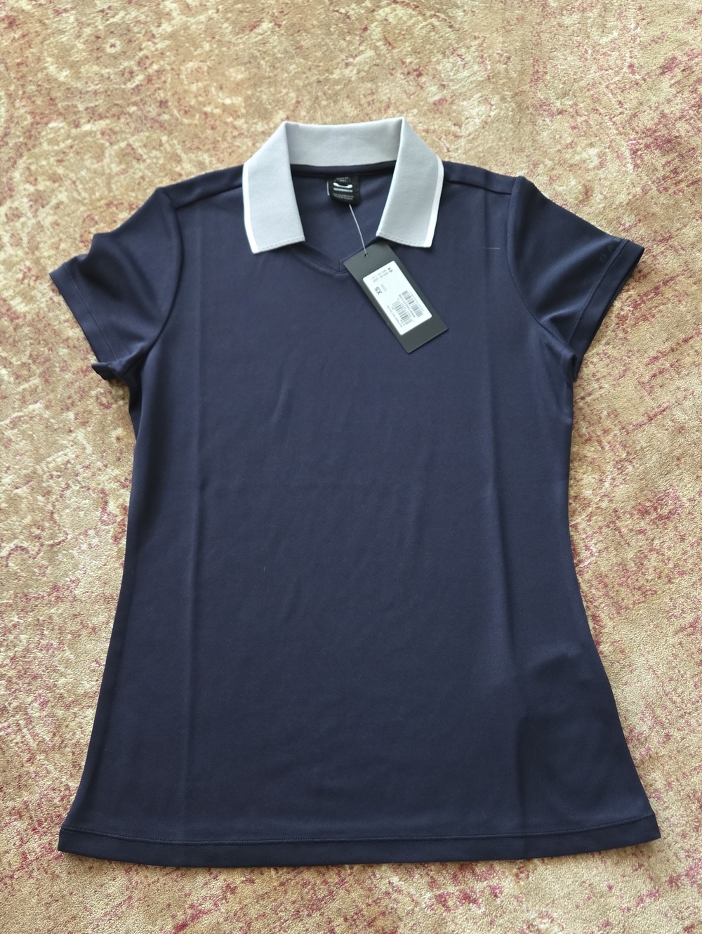 Women's Oakley Navy Top with Gray & White Collar